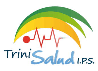 Logotipo de Trinisalud IPS con ondas verdes, amarillas y símbolo de electrocardiograma