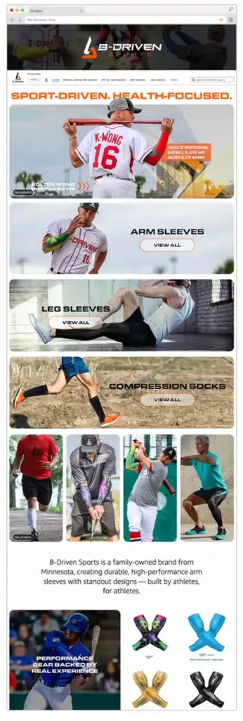 Amazon Brand Store example B Driven Sports