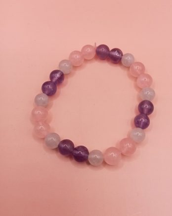 Bracelet Enfant Quartz Rose, Aigue Marine et Améthyste calme et sommeil