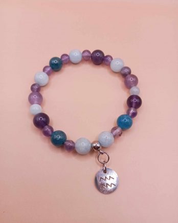 Bracelet astrologique du Verseau en pierres naturelles