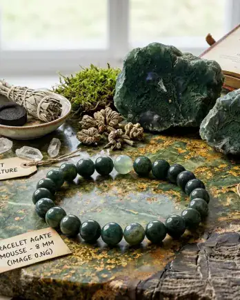 Bracelet Agate Mousse 8mm – Élégance naturelle et énergie apaisante