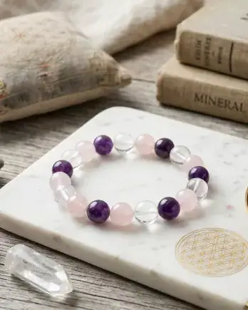 Bracelet Améthyste Quartz Rose Cristal 10mm : Harmonie, Énergie et Élégance