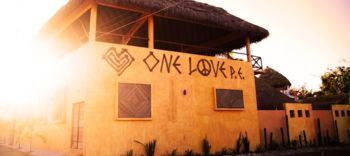 entrance to One Love Hostal, one of the best Puerto Escondido hostels in Oaxaca Mexico
