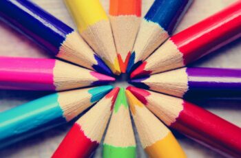Colored pencils, illustrating a colouring page creation tutorial