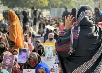Baloch protesters stage sit-in outside the National Press Club in Islamabad. — X@BalochYakjehtiCommittee/file