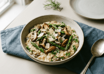 Creamy Mushroom and Asparagus Risotto for Spring