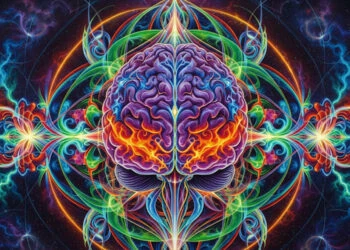 Vivid digital artwork of a human brain with colorful neural pathways and energetic patterns, illustrating neuroscience, psychology, and brain activity concepts.