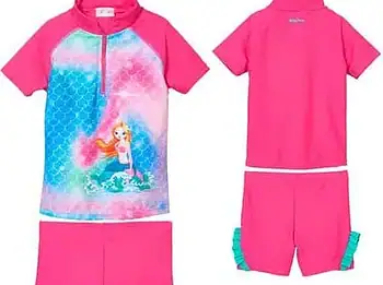 Costum de baie din două piese cu protecție UV fermoar căptușit cu protecție pentru bărbie   imprimeu motiv sirenă guler stand Mâneci raglan Material cu uscare rapidă Inserție de bobinare până la dimensiunea 74/80 - 86/92 inclusiv Protectie UV 50 conform EN 13758-1 (test Institutului Hohenstein nr. 15.1.10.0286) Oeko-Tex Standard 100 Clasa 1 (test Institutului Hohenstein nr. 11.0.86164)