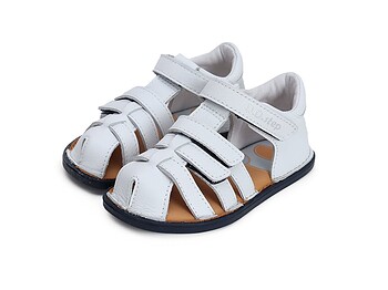 Sandale albe barefoot DDSTEP,piele naturala,copii
