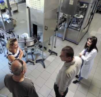 The bottling area on a Moldova wine tour at Chateau Purcari