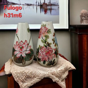 Bình cắm hoa giọt nước vẽ cao 30cm gốm bát tràng loại 1 fulo