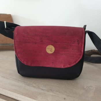 Sac Luna noir à rabat interchangeable en liège (plusieurs rabats disponibles)