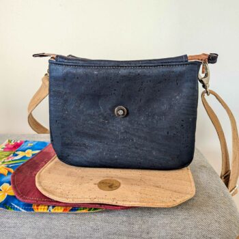 sac bandouliere bleu marine liege rabat interchangeable