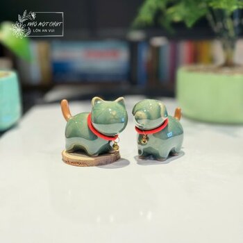 tượng mèo gốm mini decor bàn làm việc dễ thương Tượng mèo gốm mini decor bàn làm việc dễ thương và tinh tế