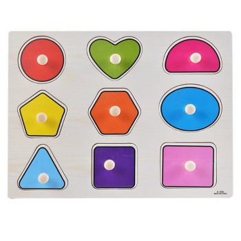 Houten vormen puzzel 30cm met handgripjes noppenpuzzel