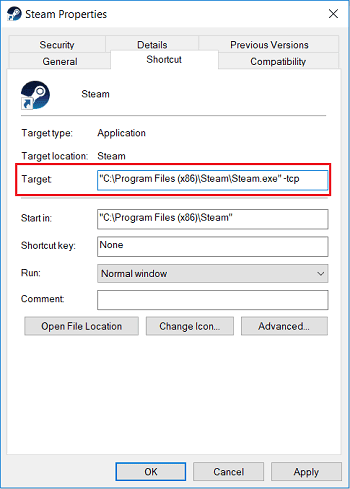 Changing Steam’s internet protocol