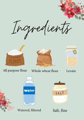 No Knead Sourdough Bread Ingredients