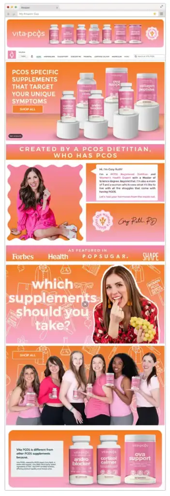Amazon Brand Store example Vita PCOS