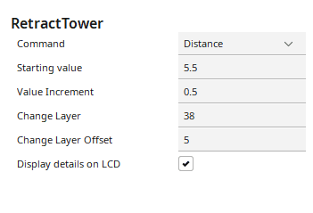 retract tower options configured