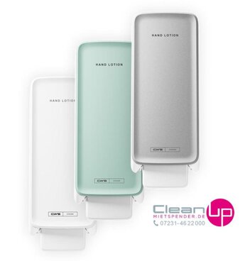 PureLine Handlotion manuell mit Zughebel - Grafik - drei Farben gestaffelt CleanUp Mietservice - Handlotionspender PureLine Handlotion manuell mit Zughebel - Grafik - drei Farben gestaffelt - für Schutz und Pflege der Hände -