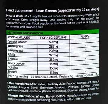 Lean Greens Nutrition Information