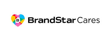 BrandStar Cares Logo Portrait of a woman with curly hair wearing gl