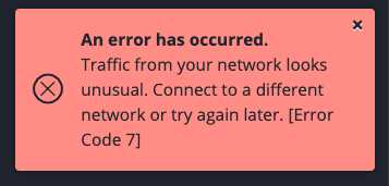 An error has occured error code 7 on BitWarden