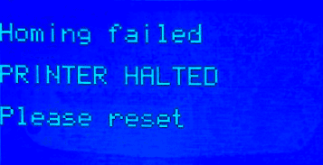 ender 3 homing failed printer halted error message