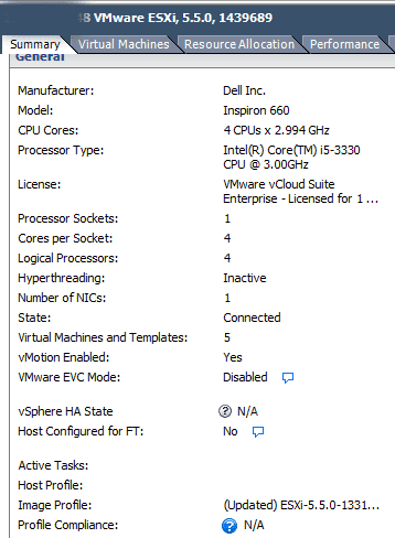 VMware view of Inspiron 600