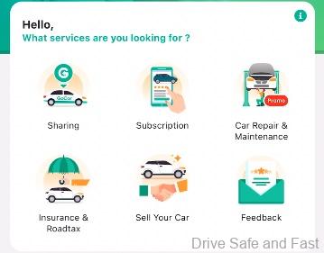 GoCar Garage interface
