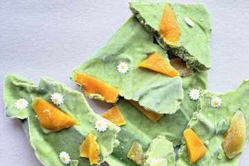 Matcha yoghurt bark met mango