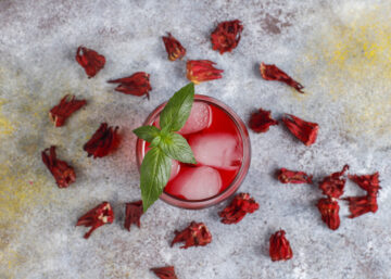 Cold brew hibiscus tea cocktail