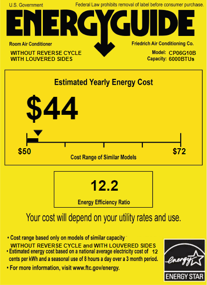 Friedrich Chill CP06G10B Energy Guide