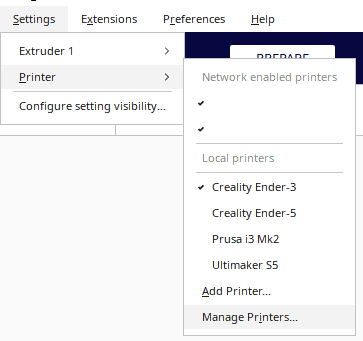 Cura manage printers
