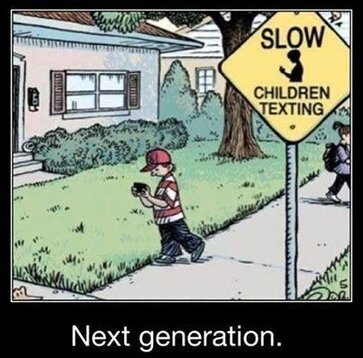 picture of slow children texting