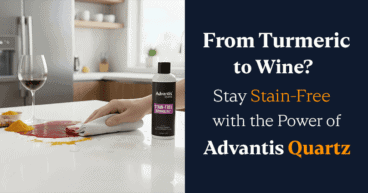 Stain-free Advantis quartz countertop resisting turmeric and wine stains in modern kitchen