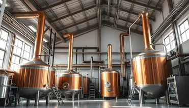 Food and beverage production line with packaged drinks and processed foods ready for distribution