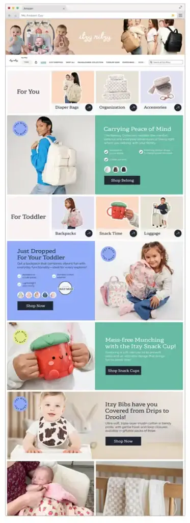 Amazon Brand Store example Itzy Ritzy
