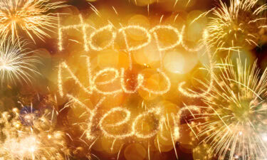New Year fireworks golden bokeh background