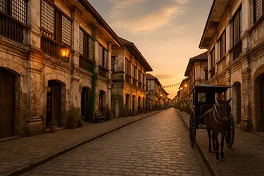 Calle Crisologo in Vigan Ilocos Sur – iconic Spanish colonial town in the Philippines.