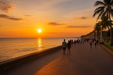 Sunset at Rizal Boulevard in Dumaguete City, Philippines.