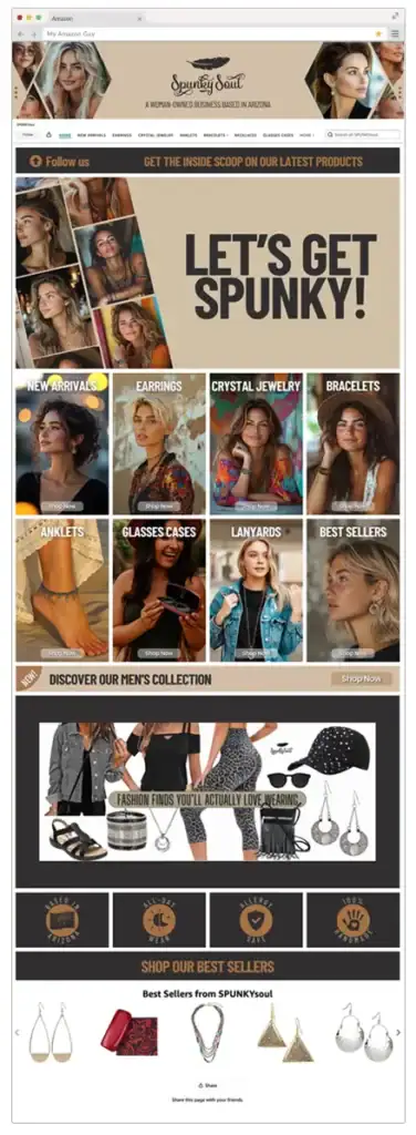 Amazon Brand Store example Spunky Soul