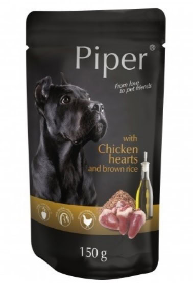 Piper Adult пауч пилешки сърца/кафяв ориз, 150 г / 10 бр СТЕК