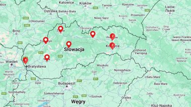 mapa, Słowacja, oddziały mBank Słowacja