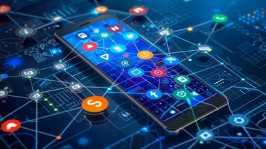 wirtualny obraz smartfona z aplikacjami