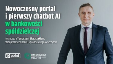 grafika, rozmowa z Tomaszem Błaszczakiem, wiceprezesem zarządu Banku Spółdzielczego w Szczytnie.