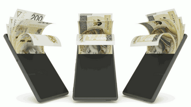 smartfony, banknoty