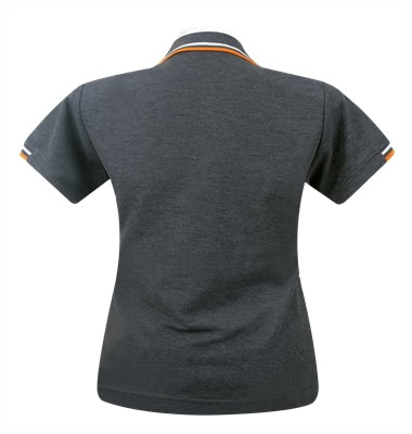 เสื้อโปโลสีเทาท็อปเข้มขลิบส้ม MN Polo - Image 6