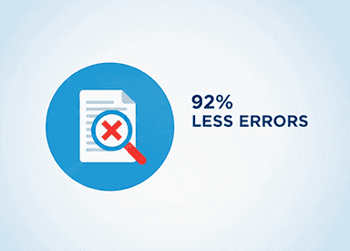 Data report icon showing 92% fewer errors for better portfolio insights.