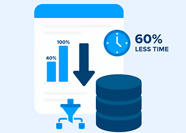 Digital dashboard showing data analysis and time savings in portfolio reporting.